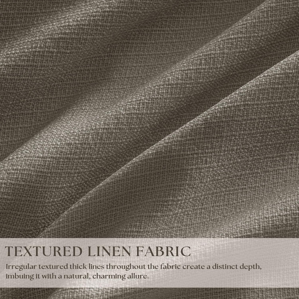Dark Taupe Blackout Pinch Pleated Curtains 2 Panel Set for Living Room Darkening Thick Linen Textured 100%