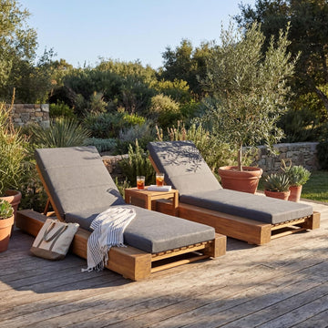 Tory Acacia Wood Chaise Lounge Chair Outdoor Set of 2, Poolside Sun Lounger Recliner, Patio Outdoor Chaise Lounge