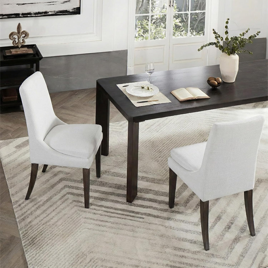 Upholstered Dining Chairs Modern Sidechair Performance Fabric High Back Armlesschair for Diningroom Kitchen,White,Set