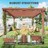 11' x 12.5' Outdoor Pergola, Wood Pergola Gazebo Grape Trellis with Stable Structure for Climbing Plant Support, Patio