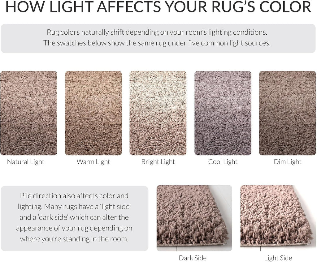 August Shag Collection Area Rug - 10' x 14', Taupe, Solid Design, Non-Shedding & Easy Care, 1.2-inch Thick Ideal for