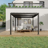 10X12 FT Pergola with Independent Adjustable Rainproof Roof