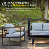 Courtyard Patio Furniture Set, 4-Piece Outdoor Patio Set with Sofa, Removable & Washable Deep Seating Cushion