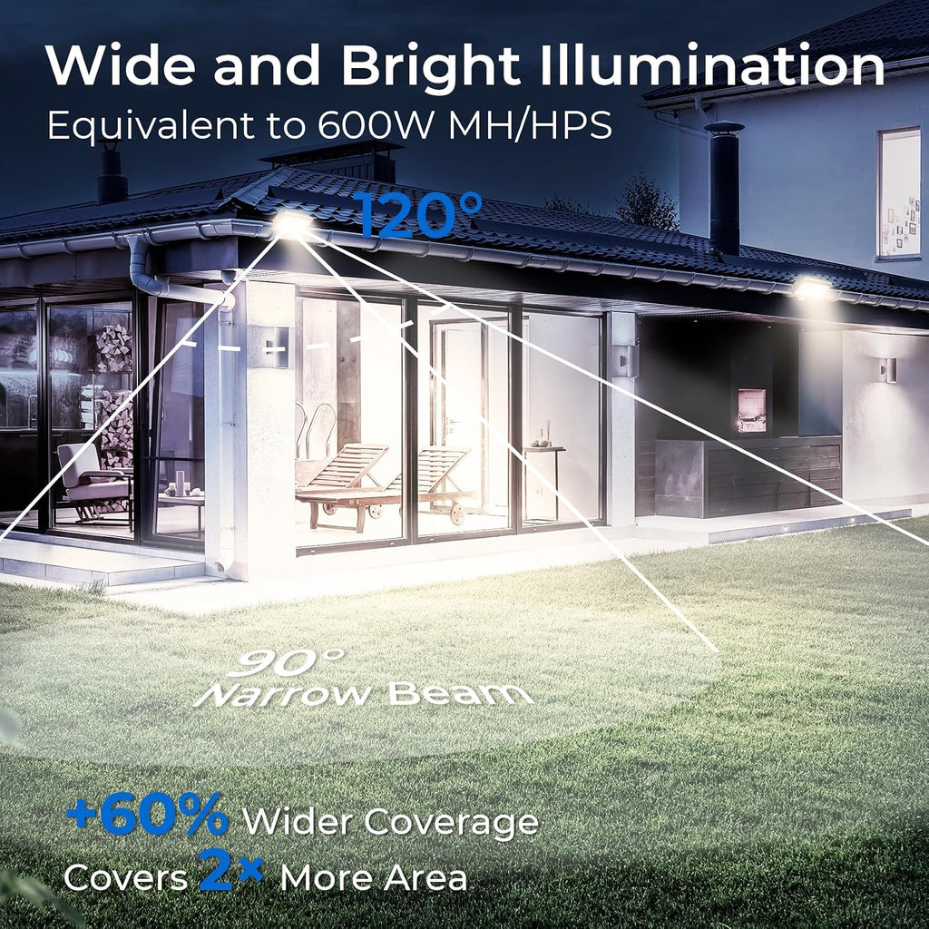 120W LED Flood Lights Outdoor, IP65 Waterproof Exterior Security Wall Lights with 180°Knuckle, 16800LM 120V Outside
