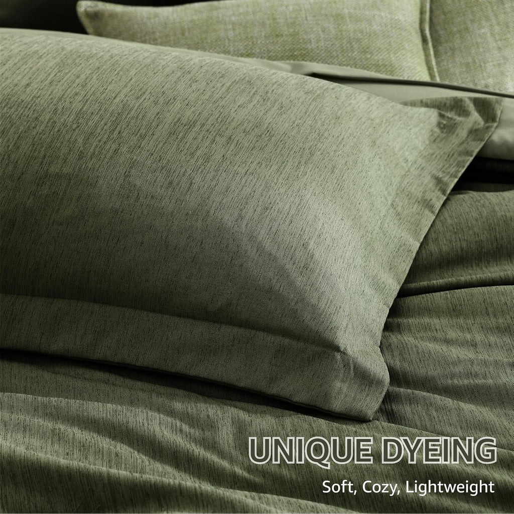 Comforter Set, Olive Green Bed Set Reversible, Comforter Set 7 Pieces