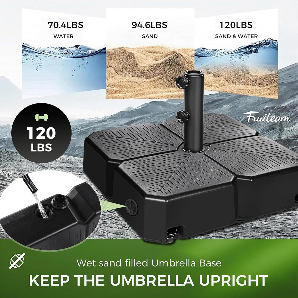 Umbrella Base with Wheels, 120 LBS Heavy Duty Patio Umbrella Stand