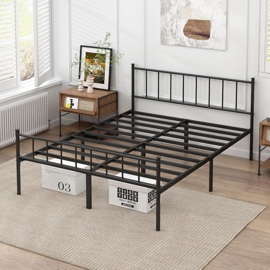 Full Bed Frame-Classic Metal Platform Bed Frame,Mattress Foundation with Steel Slat Support,Under Foundation