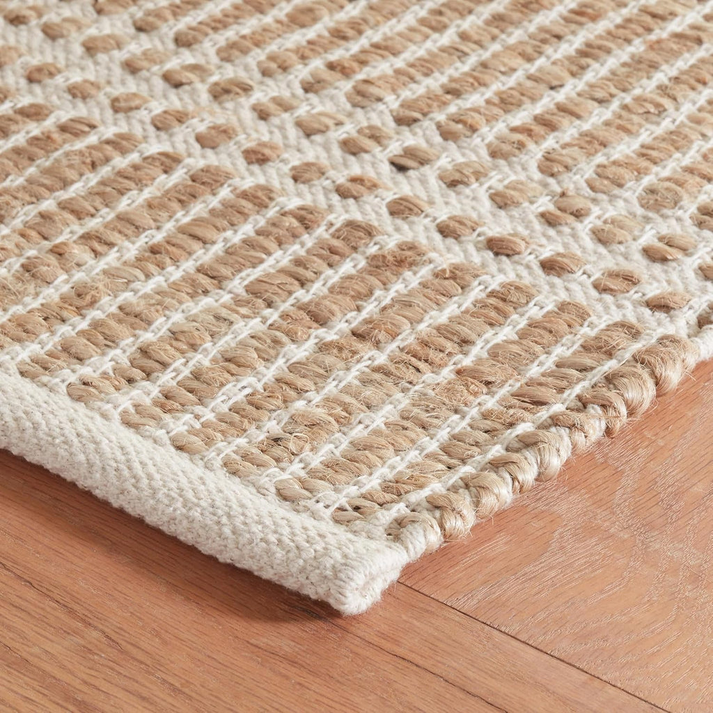Dash and Albert Arbor Jute Area Rug - 2' x 3' Ivory Stripe Handwoven Accent Rug - Durable, Eco-Frien
