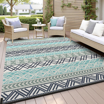 Outdoor Rug Carpet Waterproof-Patio Rug Mat Reversible RV Camping Rug Picnic Mat Plastic Straw Outside Rug for