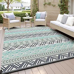 Outdoor Rug Carpet 8x10 Waterproof-Patio Rug Mat Reversible RV Camping Rug Picnic Mat Plastic Straw Outside Rug for