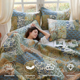 Secgo King Comforter Set- 100% Cotton Quilt King Set, Green, Sage bedspreads (96 * 108 Inch) with 2 Pillow Shams