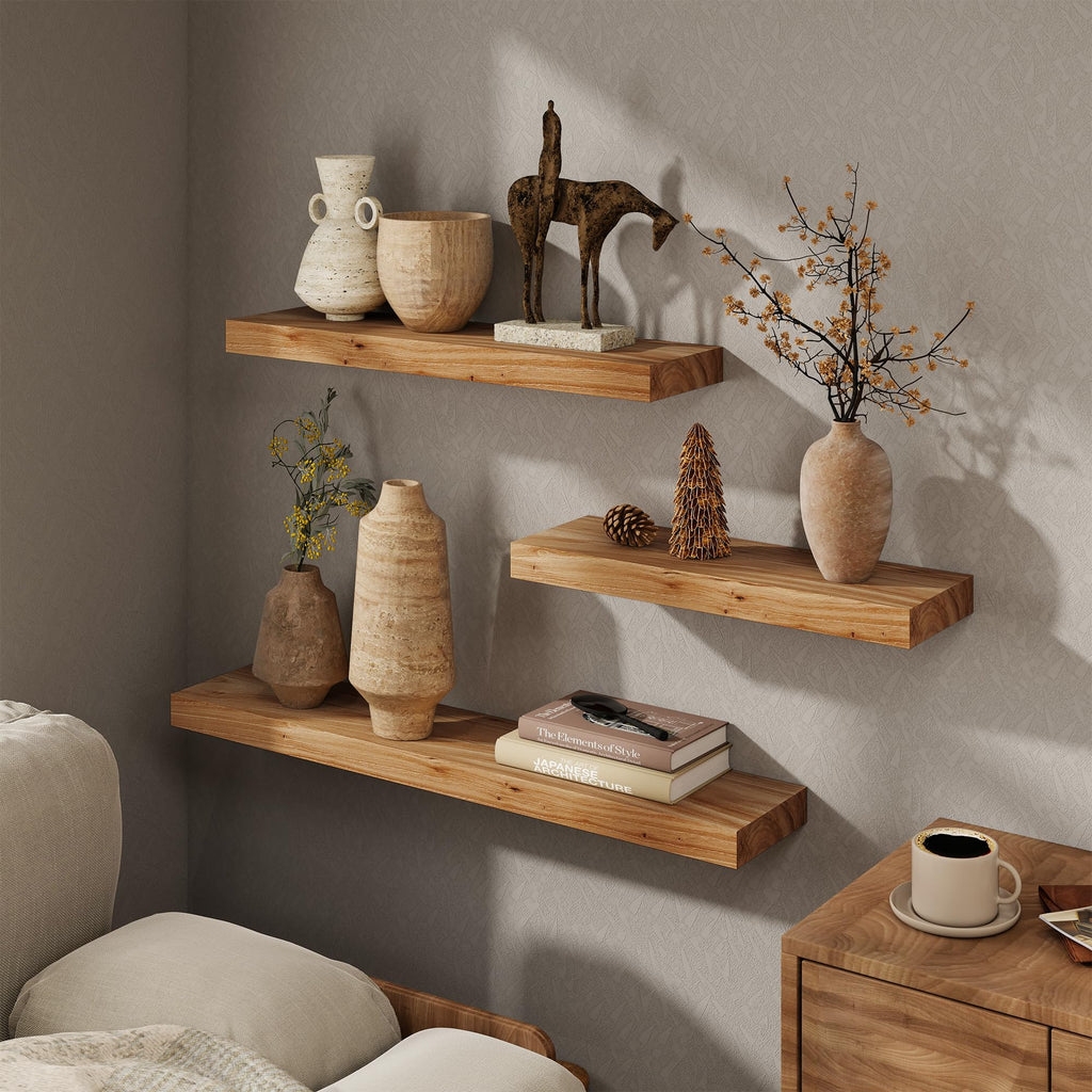 40in Solid Wood Floating Shelves for Wall, 1Pack|Natural