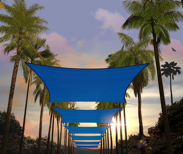 14' x 20' Blue Rectangle Sun Shade Sail Canopy Awning UPF50+ AGTAPR1420, 95% UV Blockage, Water & Air Permeable