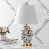 22" Gray/White Ceramic Table Lamp, French Country Chinoiserie Ginger Jar LED Bedside Lamp Bedroom