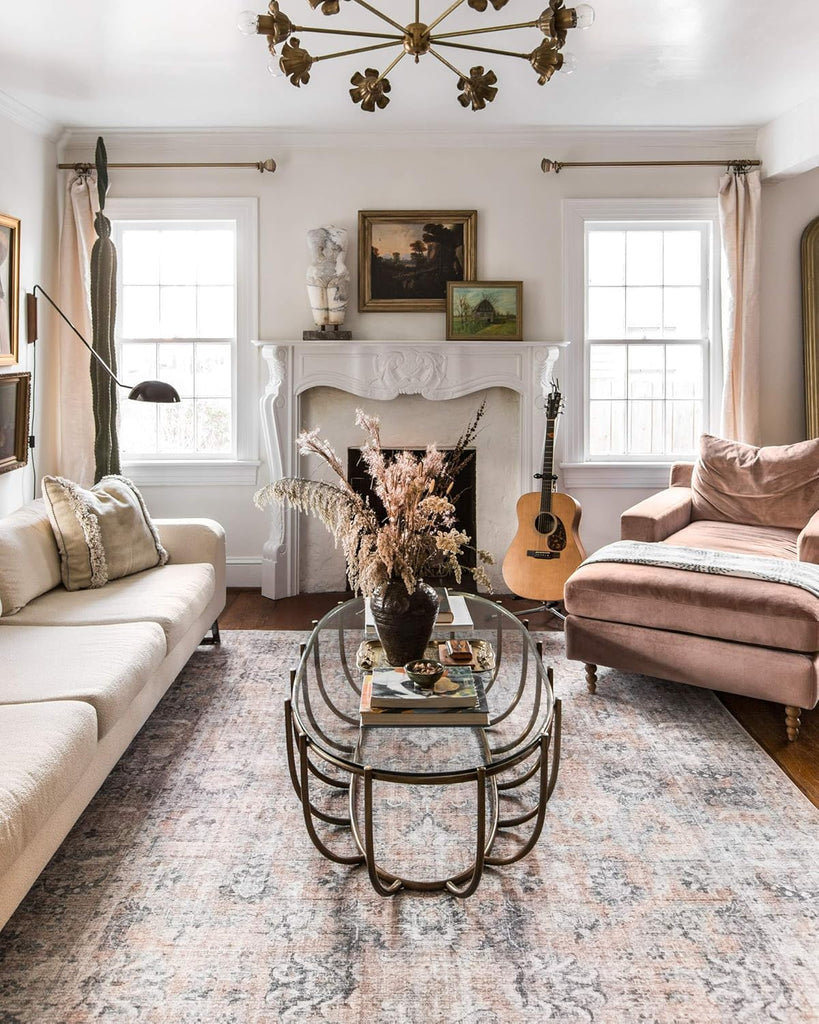Loloi Skye Collection SKY-01 Blush/Grey 8'-0" x 8'-0" Round Area Rug