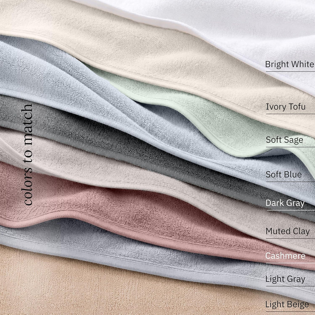 Organic Cotton Luxury Bath Towel Set, Light Beige | 100% Organic Turkish Cotton, 6-Pc Set: 2 Bath, 2 Hand Towels, 2