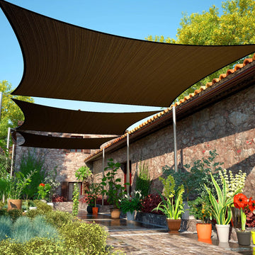 14' x 18' Brown Sun Shade Sail UPF50 Rectangle Canopy Fabric Cloth Screen SMTAPR0810, Water and Air Permeable & UV