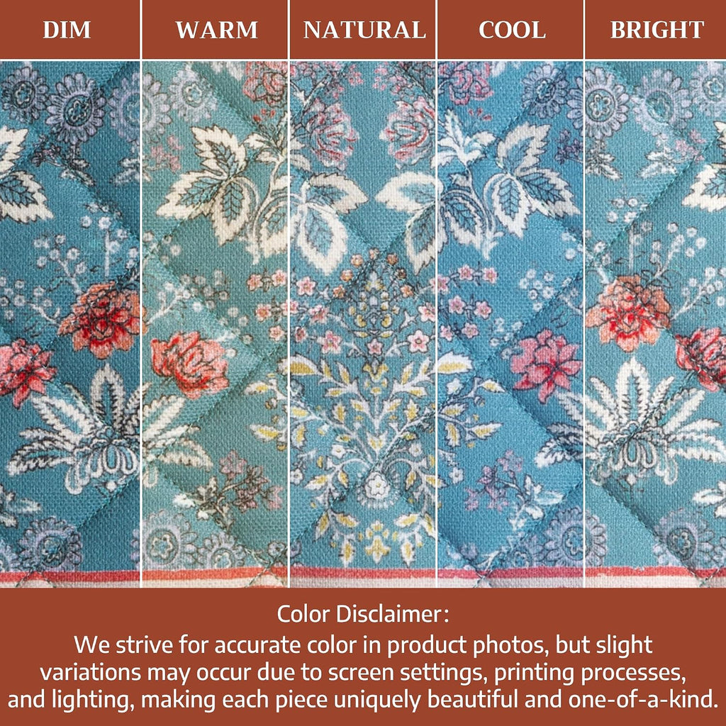100% Cotton Oven Mitt & Pot Holder Set (7.5"x13" & 8"x8") | Heat Resistant BBQ Cooking Gloves with Loop Baking