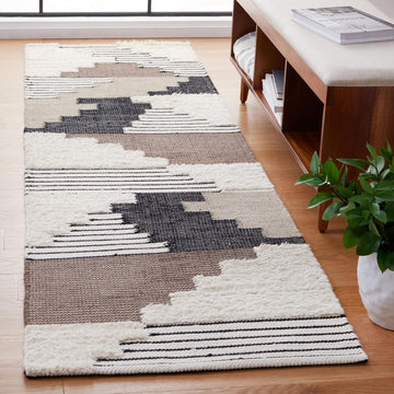 Kenya Collection Area Rug, Black & Ivory, Handmade Southwestern Wool, Ideal for High Traffic Areas in