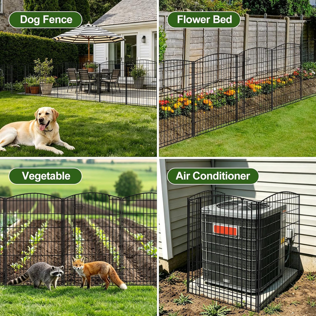 Decorative Garden Fence 6 Panels 13ft (L)×42in (H) Animal Barrier Fences with 5 Panels + 1 Gate, No Dig Garden