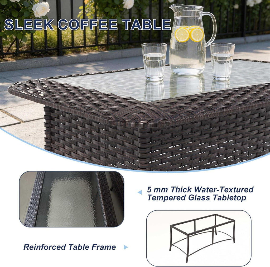 8-Piece Patio Furniture Set, Outdoor Thick Wicker Sectional Sofas with 2 Swivel Chairs, High Back Patio Sectional