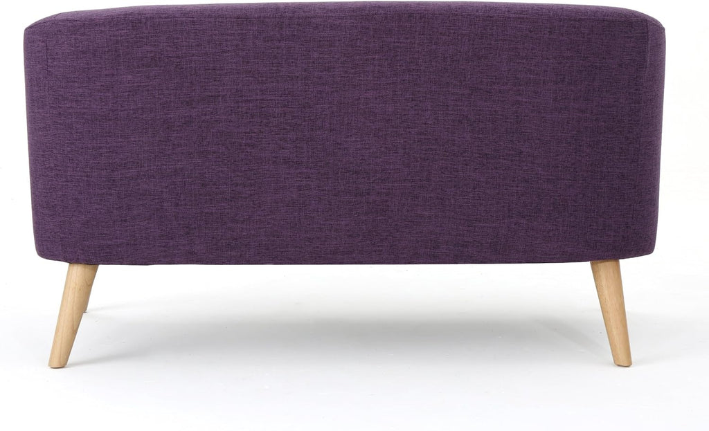 Bridie Mid-Century Modern Loveseat, Muted Purple Fabric