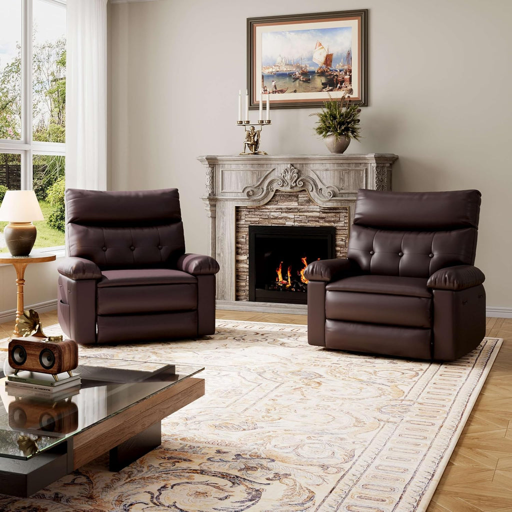 Oversized Recliner Chairs, Classic Manual Leather Recliner