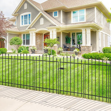 Metal Garden Fence with Gate 36 in H x 12 ft L, 1 Gate + 5 Panels Border Dog Fence Panels Animal Barrier, No Dig