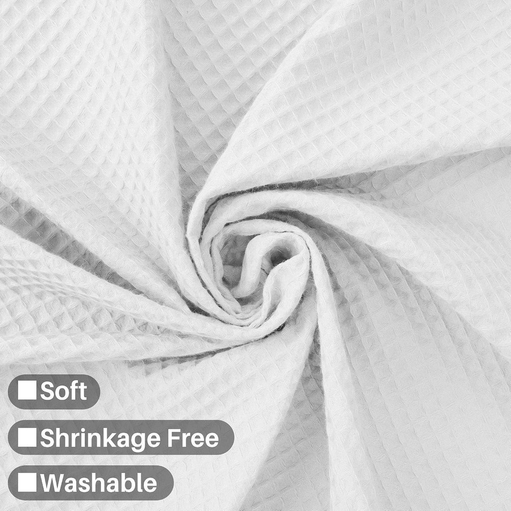 Waffle Weave Extra Long Shower Curtain White, 72x96 | Heavy Weight Fabric, Cotton Blend, Hotel Luxury Spa, Machine