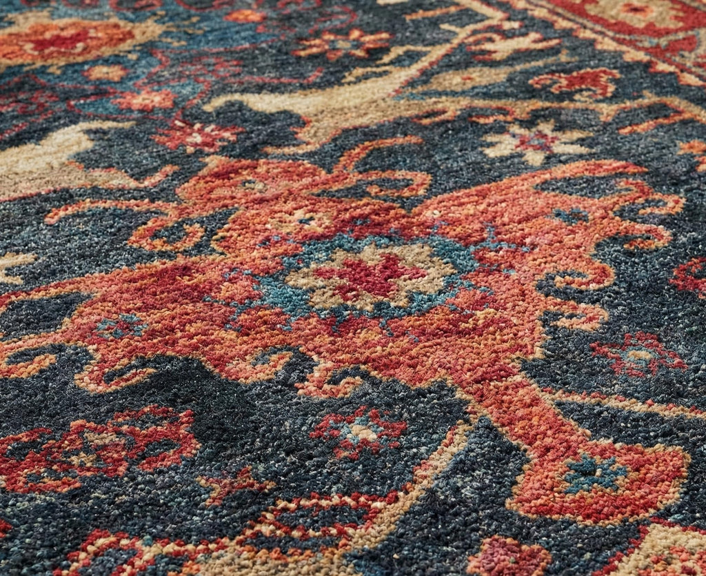 Traditional Handmade Wool Area Rug - Oriental Medallion Floral Pattern, Vintage Classic Bordered - Thick Plush Pile