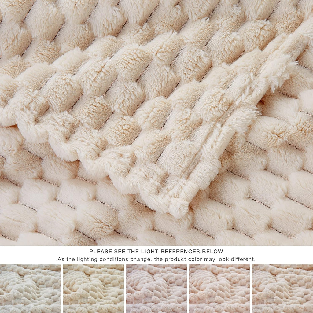 Fleece Throw Blanket,Beige)