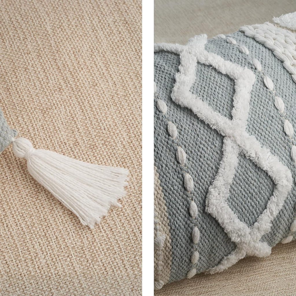 Decorative Boho Lumbar Pillow Cover 14x36 - Beautiful Throw Pillow with Soft Texture