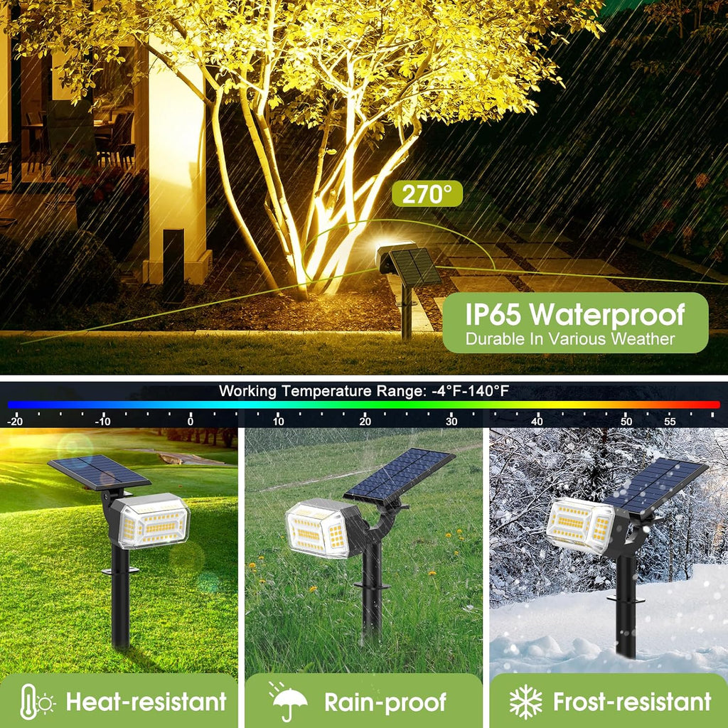 102 LED Solar Spot Lights Outdoor Waterproof IP65, Adjustable Landscape Spotlights, [8 Pack/4 Modes] Auto On/Off