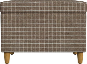 24" Dinah Collection Storage Ottoman - Brown Windowpane Fabric
