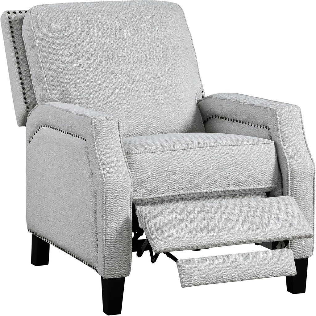 Push Back Recliner Chair, Reclining Sofa Armchair, Modern Recliner Sofa Chair with Footrest, Chenille Fabric Recliner