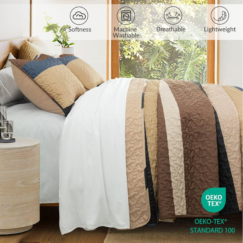 Reversible Camel Print Quilt Twin with 1 Pillow Sham