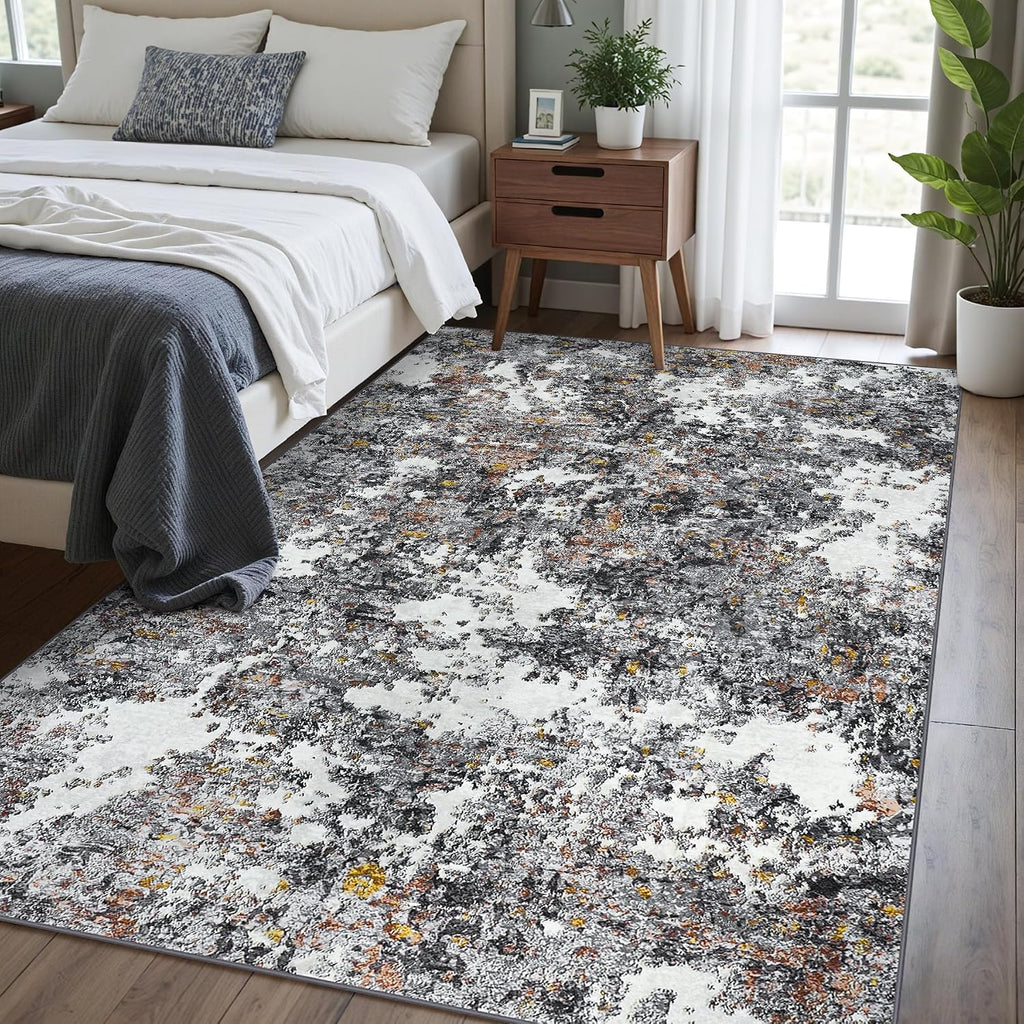 5x7 Area Rugs Abstract Washable Gray Multi Rug