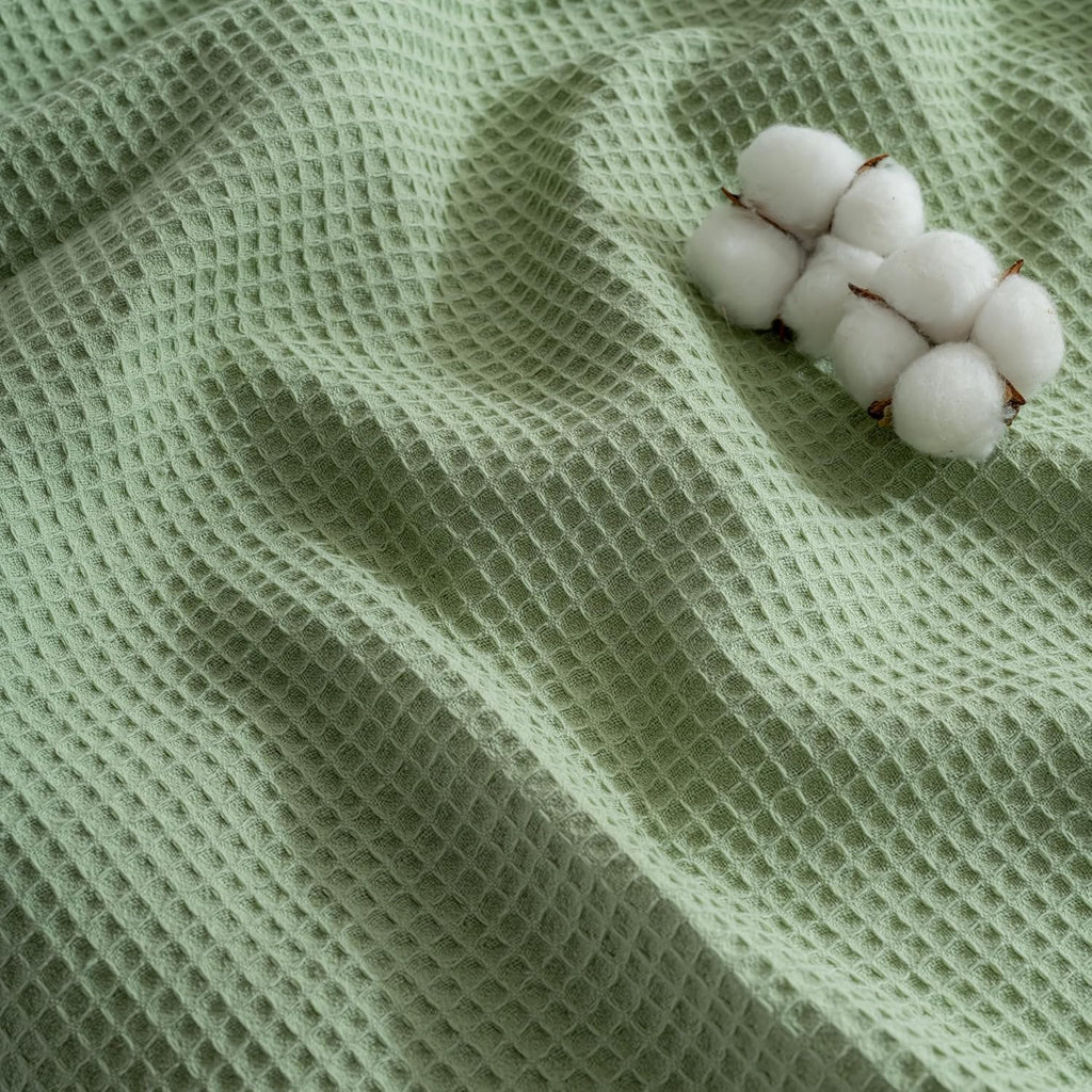 100% Turkish Cotton Waffle Blanket Queen - Cozy, Airy, Lightweight Summer Throw Blankets - Made in Turkiye, (Mint