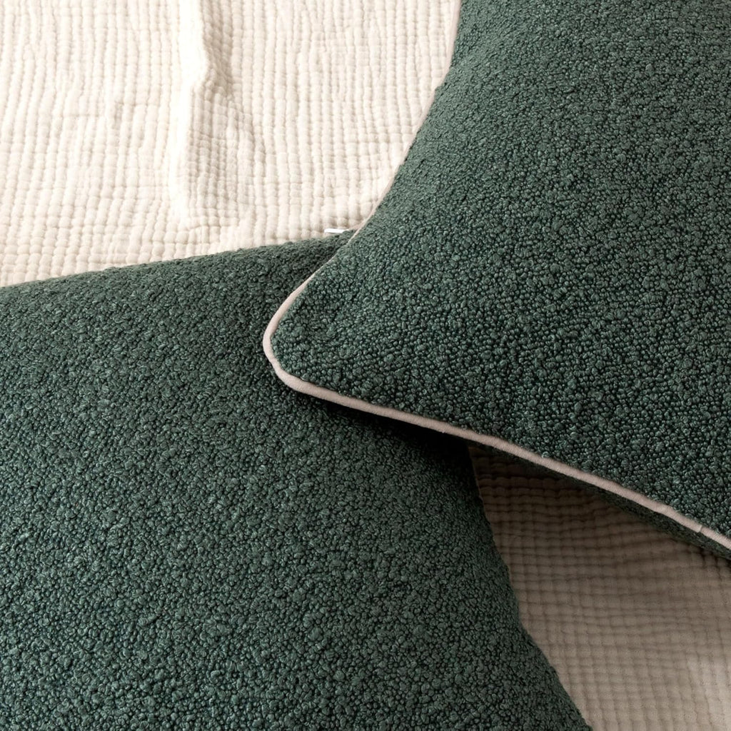 Boucle Lumbar Throw Pillow Covers, Green, 12×20in, Pack of 2