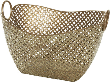 79 Metal Handmade Decorative and Functional Storage Basket Woven Inspired Basket Organizer with Handles, Basket for