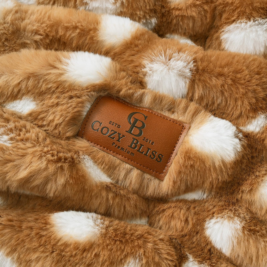 Bliss Double-Sided Soft Faux Fur Throw Blanket, 50"x60", Brown Deer