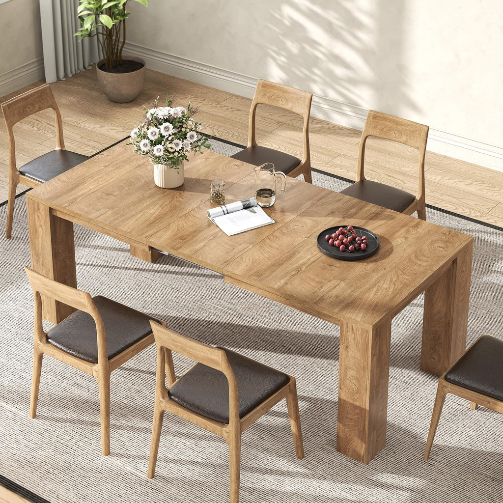 Extendable Dining Tables for 4-10, Modern Farmhouse Kitchen Table