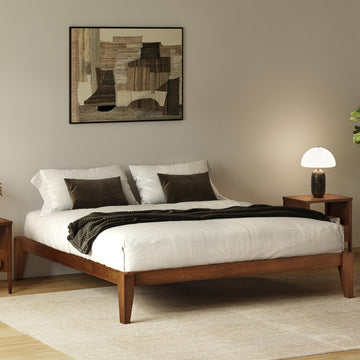 Thor Japanese Joinery Bed Frame King, Solid Wood (Walnut)