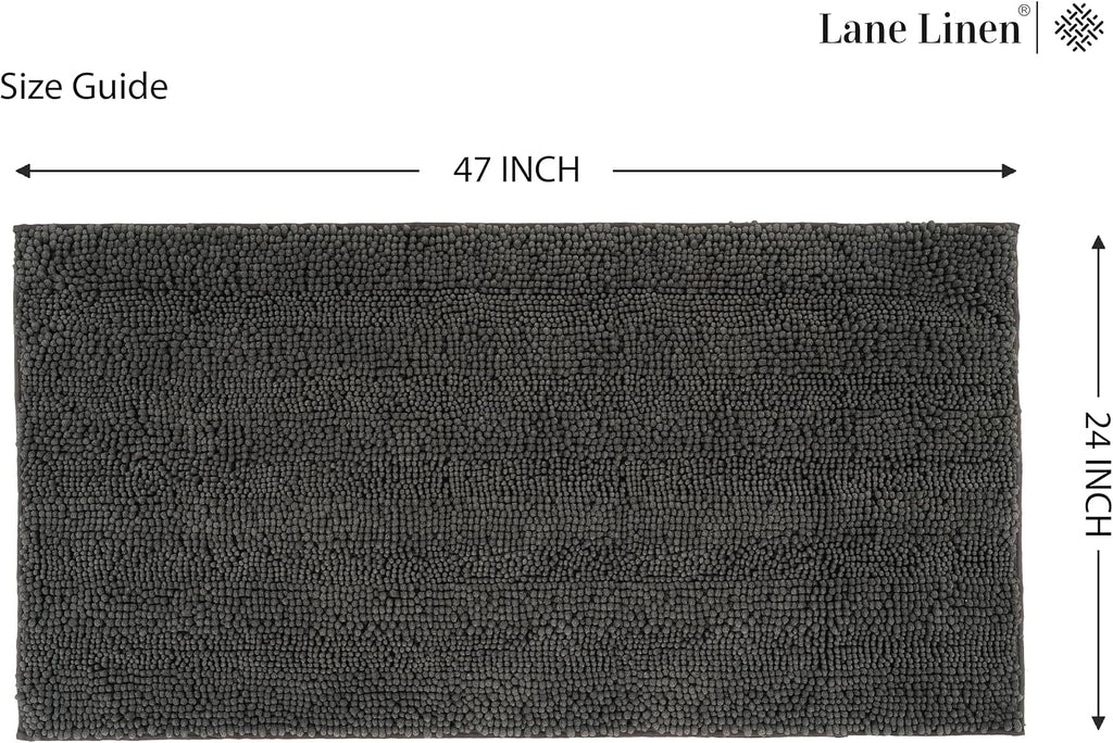 Bath Mat 24" x 47", Large Soft Absorbent Bath Mat, Non-Slip Comfortable Floor Mat, Microfiber Washable - Charcoal