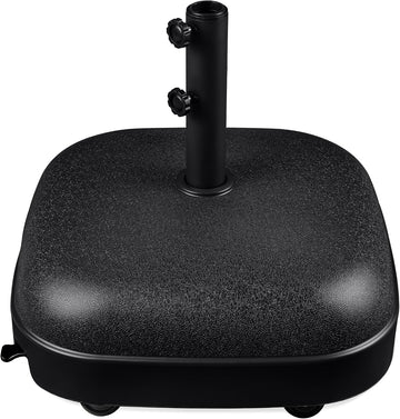 123lb Capacity Fillable Mobile Umbrella Base, Heavy Duty Market Stand Easy to move w/ 4 wheels - Dome Square Black