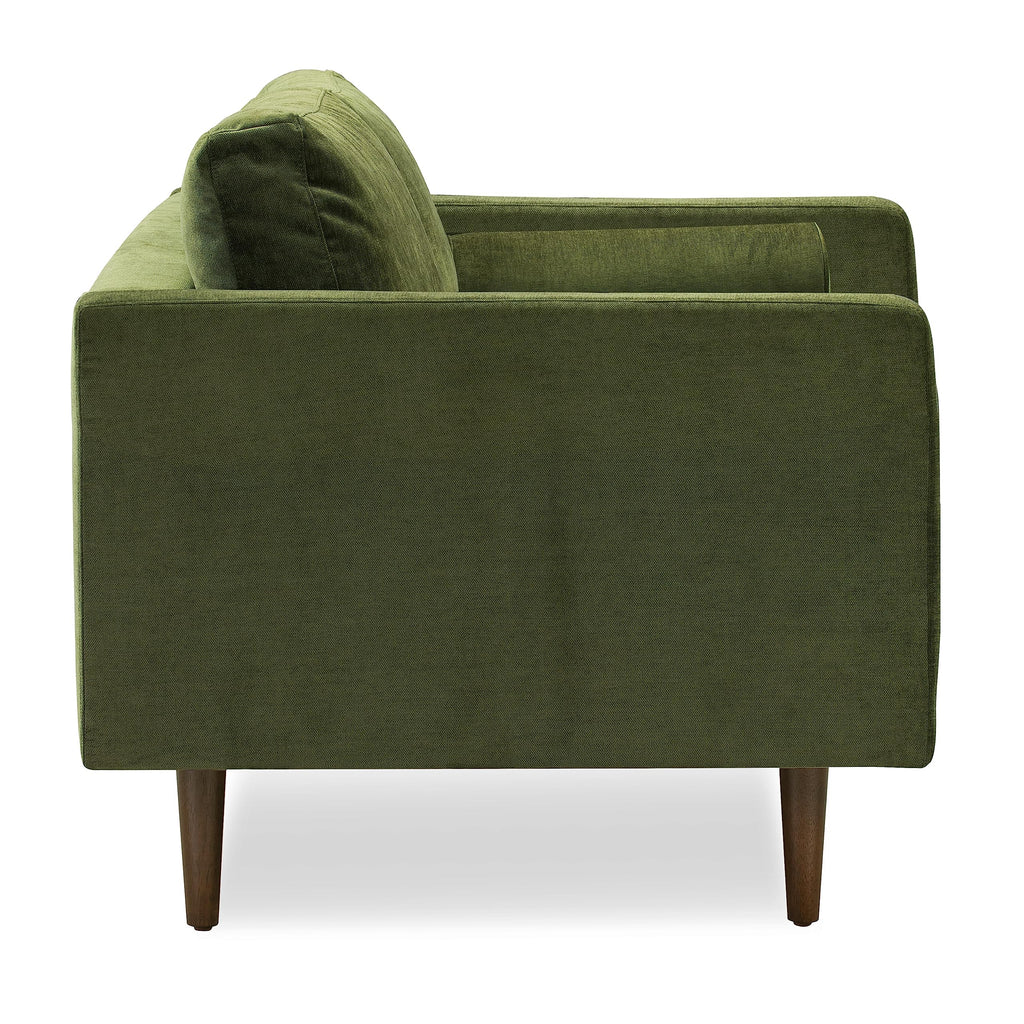 & BARK Napa 72" Modern Mid-Century Feather Down Apartment Sofa in Distressed Green Velvet