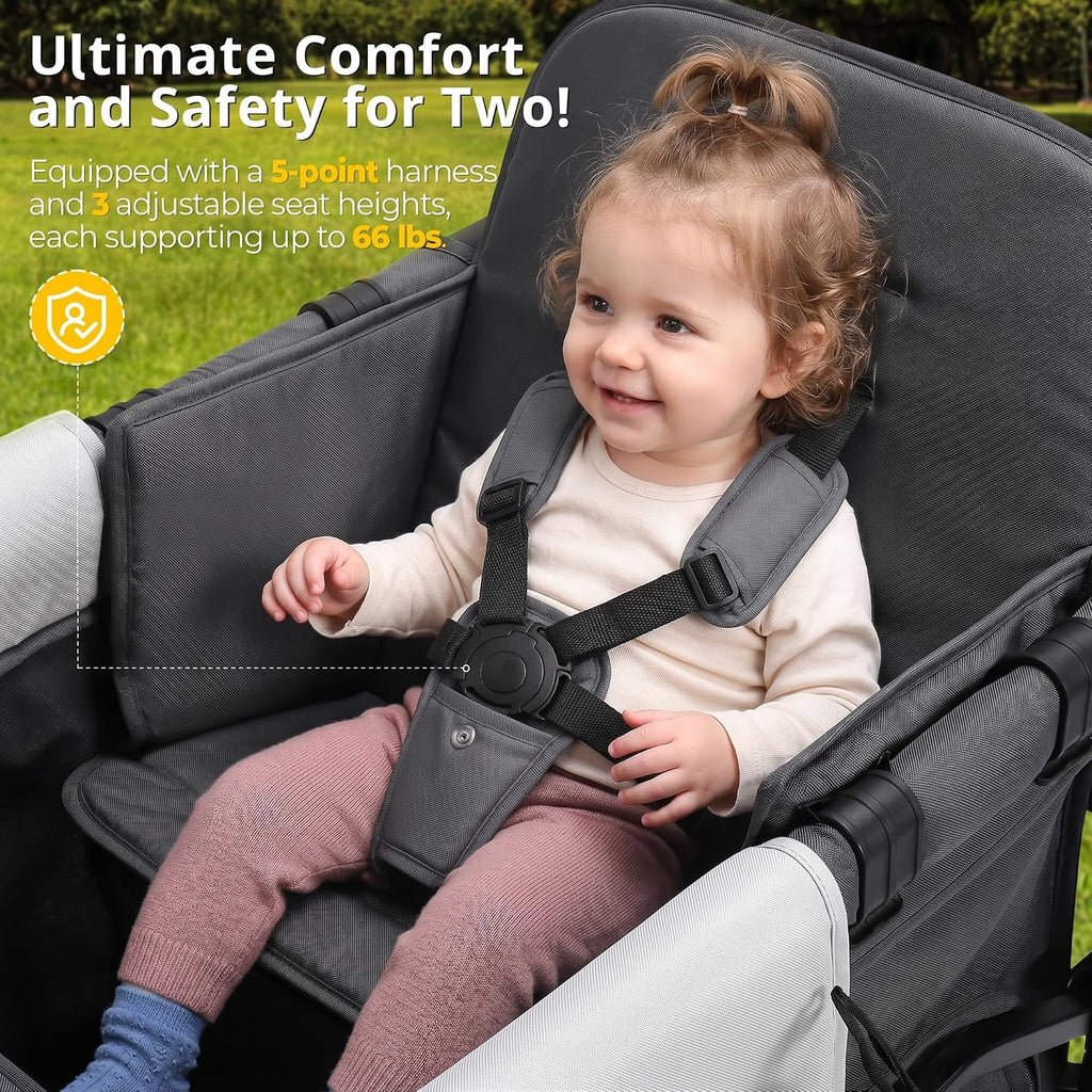 Kid Wagon Stroller, Foldable Baby Wagon with Removable Canopy