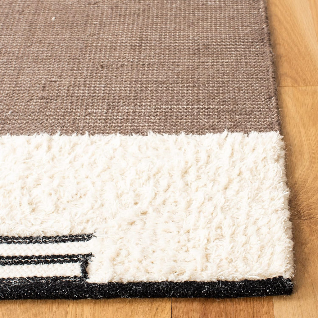 Kenya Area Rug - 10' x 14', Black & Ivory, Handmade Southwestern Wool