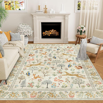 Area Rugs, Washable Animal Rug Non Slip, Beige