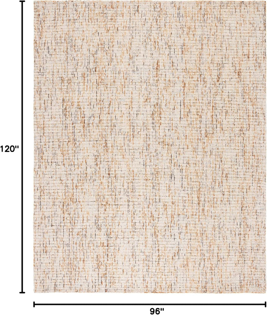 Abstract Area Rug - 8' x 10', Gold & Blue, Handmade Wool